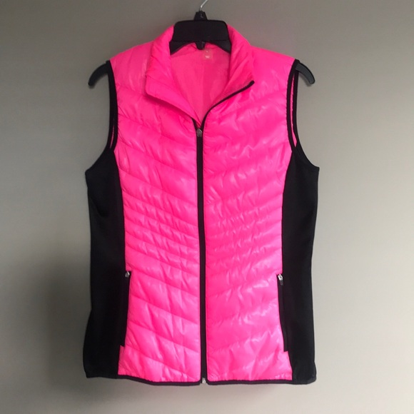 Xersion Black/Pink Neon Puffer Vest Medium - Picture 4 of 6